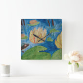 Carrée Horloge grenouille et Nénuphar (Maison)