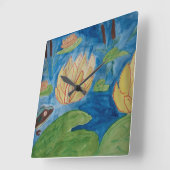 Carrée Horloge grenouille et Nénuphar (Angle)