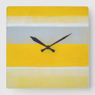 Carrée Horloge grise et jaune "déclenchée" d'art abstra