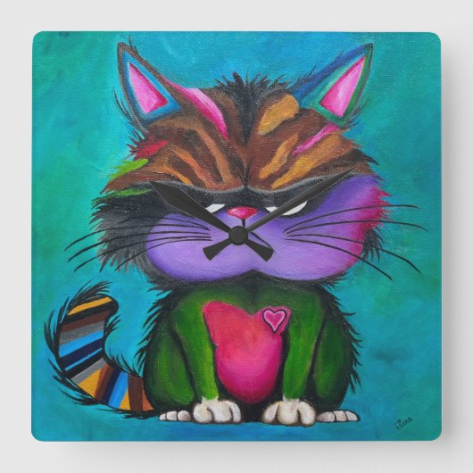 Carrée Horloge Grumpy Kitty (Recto)