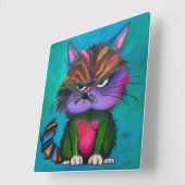 Carrée Horloge Grumpy Kitty (Angle)
