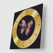 Carrée Horloge horaire ~ Steampunk~ Butterfly~ Gears ~ (Angle)