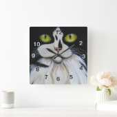 Carrée horloge, horloge de chat (Maison)