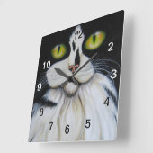 Carrée horloge, horloge de chat (Angle)