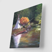 Carrée Horloge indienne Tee Pee (Angle)