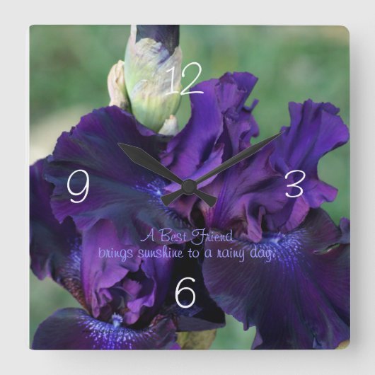 Carrée Horloge Iris Violet- personnalisation (Recto)
