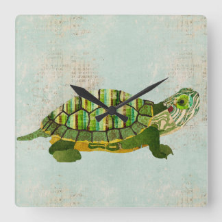 Carrée Horloge Jade Turtle