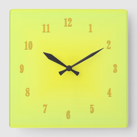 Carrée Horloge jaune avec chiffres (Recto)