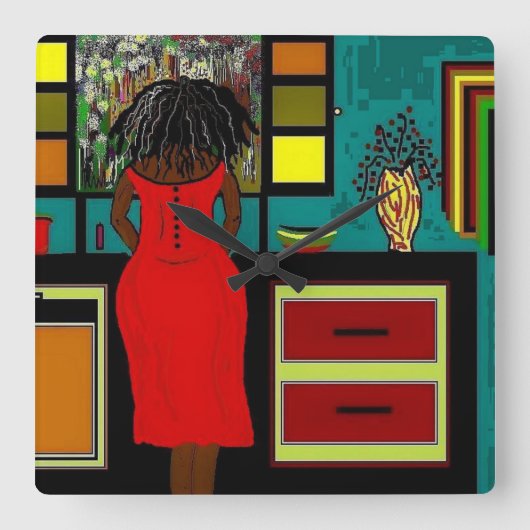 CARRÉE HORLOGE "LADY IN KITCHEN" (Recto)