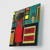 CARRÉE HORLOGE "LADY IN KITCHEN" (Angle)