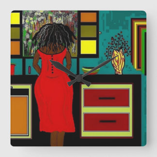 CARRÉE HORLOGE "LADY IN KITCHEN"