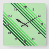 Carrée Horloge - Lignes diagonales vertes (Recto)