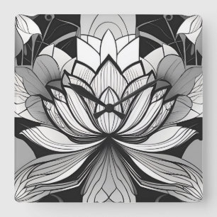 Carrée Horloge Lotus Art Déco