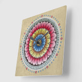 Carrée Horloge Lotus Mandala (Angle)