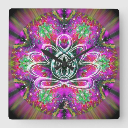 Carrée Horloge Lotus Zen Céleste (Recto)