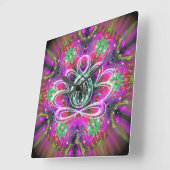 Carrée Horloge Lotus Zen Céleste (Angle)