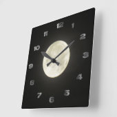 Carrée Horloge - Lune avec chiffres arabes (Angle)