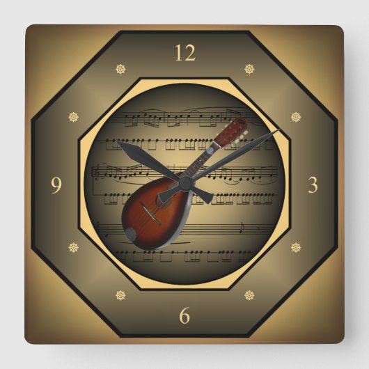 Carrée Horloge ~ Mandolin~ Partition Musique ~ Toscane ~ (Recto)