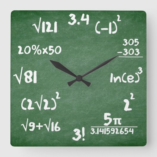 Carrée Horloge mathématique pour les amateurs de mathémat (Recto)