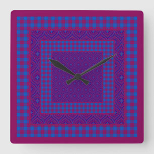 Carrée Horloge mauve et Carré bleu, chèques, ogues