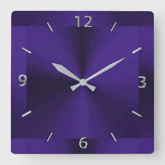 Carrée Horloge métallique moderne royale violette (Recto)