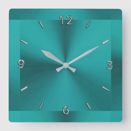 Carrée Horloge métallique Turquoise foncée (Recto)