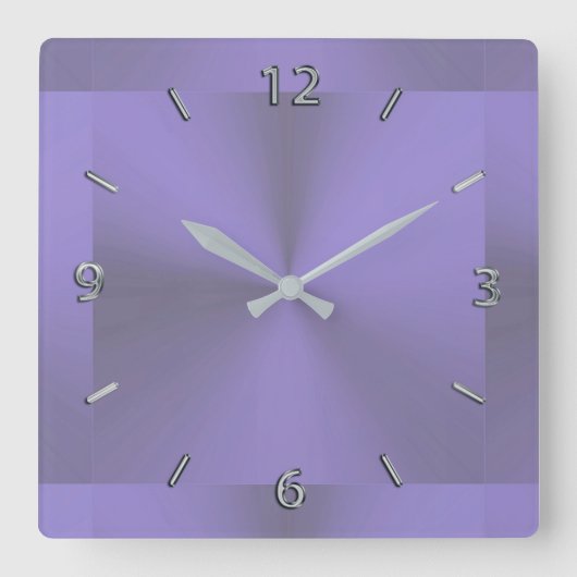 Carrée Horloge métallique violette lavande (Recto)