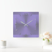 Carrée Horloge métallique violette lavande (Maison)