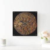 Carrée Horloge mexicaine aztèque en pierre découpée maya (Maison)