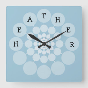 Carrée Horloge moderne de nom d'amusement de HEATHER