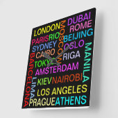 Carrée Horloge mondiale des villes (Angle)