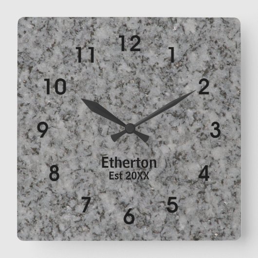 Carrée Horloge Motif acrylique de style granit gris (Recto)