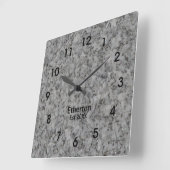 Carrée Horloge Motif acrylique de style granit gris (Angle)