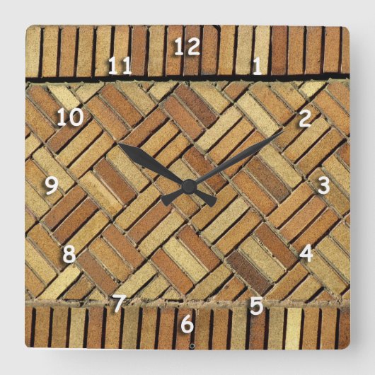 Carrée Horloge - Motif de mur en brique (Recto)