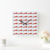 Carrée horloge motif de poisson (Maison)
