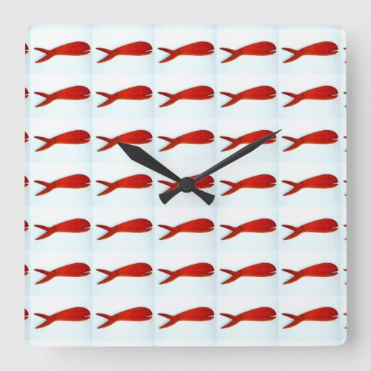 Carrée horloge motif de poisson (Recto)
