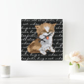 Carrée Horloge moyenne "Accrochez un chat" (Maison)