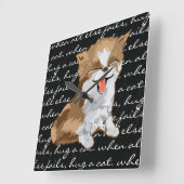 Carrée Horloge moyenne "Accrochez un chat" (Angle)