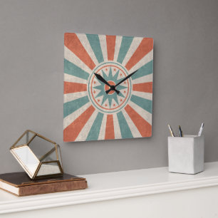 Carrée Horloge Mur Acrylique De Style Rétro vintage