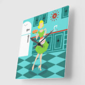 Carrée Horloge Mur Acrylique Rétro Cuisine (Angle)