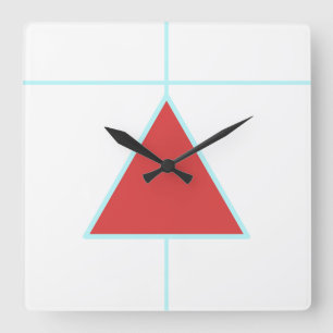 Carrée Horloge Mur Acrylique Triangle Rouge