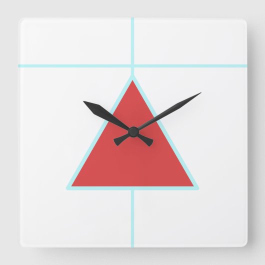 Carrée Horloge Mur Acrylique Triangle Rouge (Recto)
