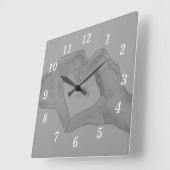Carrée Horloge Mur Coeur Des Mains (Angle)