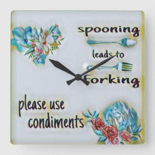 Carrée Horloge Mur De Cuisine, Carré, Spooning Conduit À 