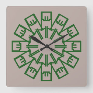 Carrée Horloge murale, Un élégant design classique multic