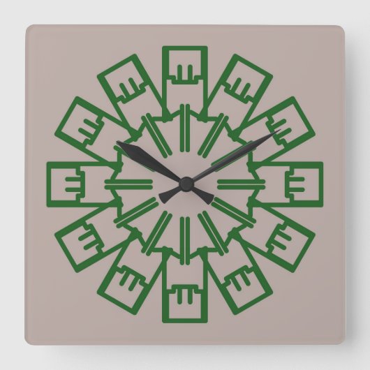 Carrée Horloge murale, Un élégant design classique multic (Recto)