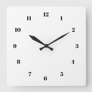 Carrée Horloge noire et blanche avec votre propre design