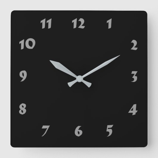 Carrée Horloge noire numérique modifiable (Recto)