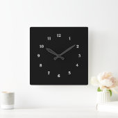 Carrée Horloge noire simple et élégante avec chiffres bla (Maison)
