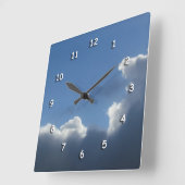 Carrée Horloge - Nuages avec revêtement argenté (Angle)